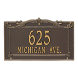 Personalized Cast Metal Address plaque - The Sheridan Grande sign. Display your address Custom house number sign. Measures - 14.5" X 9.0" X 0.6". 5 Colors Available