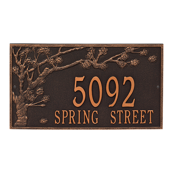 The Spring Blossom Address Plaque ( Wall Mounted ) -- 6 SIGN COLORS AVAILABLE, Measures 20.25