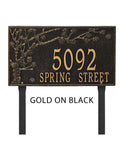 The Lawn Mounted Spring Blossom Address Plaque --  6 SIGN COLORS AVAILABLE, Measures 20.25" x 11.5" x 0.375", Comes with two 20" yard stakes