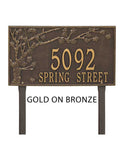 The Lawn Mounted Spring Blossom Address Plaque --  6 SIGN COLORS AVAILABLE, Measures 20.25" x 11.5" x 0.375", Comes with two 20" yard stakes