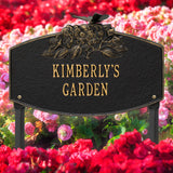 Personalized Cast Metal Yard Plaque - The Butterfly Blossom Garden Lawn sign. Measures - 16" x 10.5" x 3.75". 4 Colors Available.