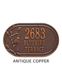 Woodridge Bird, 3 Line Address Plaque -- 7 SIGN COLORS AVAILABLE, Measures 15.5" x 9.5" x 0.375"