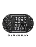 Woodridge Bird, 3 Line Address Plaque -- 7 SIGN COLORS AVAILABLE, Measures 15.5" x 9.5" x 0.375"