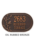 Woodridge Bird, 3 Line Address Plaque -- 7 SIGN COLORS AVAILABLE, Measures 15.5" x 9.5" x 0.375"