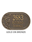 Woodridge Bird, 3 Line Address Plaque -- 7 SIGN COLORS AVAILABLE, Measures 15.5" x 9.5" x 0.375"
