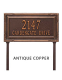 LAWN MOUNTED Gardengate Address Plaque -- 12 SIGN COLORS AVAILABLE, Measures 18" x 9.5" x 0.375" The Lawn stakes are 20" long