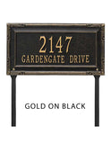 LAWN MOUNTED Gardengate Address Plaque -- 12 SIGN COLORS AVAILABLE, Measures 18" x 9.5" x 0.375" The Lawn stakes are 20" long