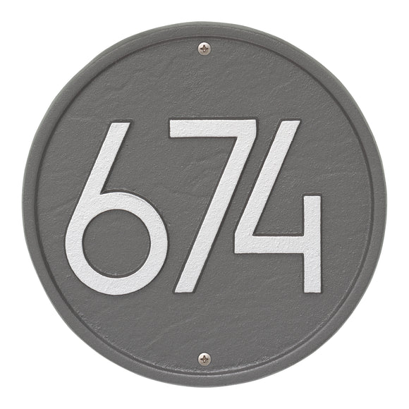 Personalized Cast Metal Address plaque - The Modern Round Display your address Custom house number sign. Measures - 8.75