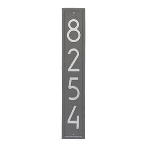 Personalized Cast Metal Address plaque - The Modern Vertical. Display your address Custom house number sign. Measures - 23.25" X 4.25" X .325"