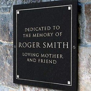 Clarus Crystal Stone Dedication Plaque with Engraved Text. Commemoration Sign Made from Solid, Real Stone. Four Colors Available. Measures 12" x 12" x .375",  4 COLORS AVAILABLE