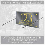 THE ART DECO Stone Address Plaque with Engraved Numbers. Address Sign Made from Solid, Real Stone. Ships in 2-3 Days. Measures 12" x 6" x 0.375", 4 colors