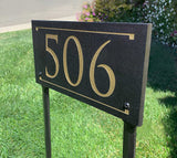 LAWN MOUNTED Stone Address Plaque with Engraved Numbers. Address Sign Made from Solid, Real Stone. Measures 12" x 6" x .375",  4 COLORS, 2 FONTS