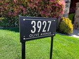LAWN MOUNTED Stone Address Plaque with Engraved Numbers. Address Sign Made from Solid, Real Stone. Measures 12" x 6" x .375",  4 COLORS, 2 FONTS