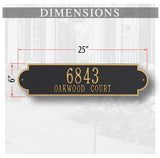 The Richmond Estate Address Plaque (wall mounted) --  8 SIGN COLORS AVAILABLE, Measures 25" x 6" x 0.375"