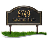The Lawn Mounted Providence Arch Address Plaque -- 6 SIGN COLORS AVAILABLE, Measures 17" x 9.5" x 1.25", Comes with two 20" stakes