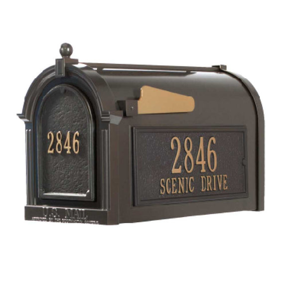 Personalized Whitehall Delux Capital Mailbox with Door Side Plaques -- 3 COLORS AVAILABLE, DIMENSIONS - 9.625