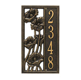 The Flowering Poppies Address Plaque -- 7 SIGN COLORS AVAILABLE, Measures 15.6" x 8.75" x 0.375"
