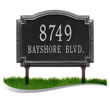 The Lawn Mounted, Williamsburg Address Plaque -- 6 SIGN COLORS AVAILABLE, Measures 14" x 10.25" x 0.375", Comes with two 20" stakes