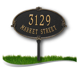 The Lawn Mount, Montecarlo Address Plaque -- 7 SIGN COLORS AVAILABLE, Measures 16" x 9.75" x 0.375"