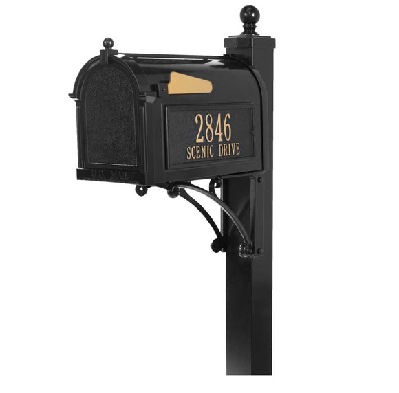Personalized Whitehall Deluxe Capitol Mailbox with Side Address Plaques & Post Package -- 4 COLORS AVAILABLE, DIMENSIONS - 9.625