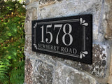 THE SPRING LEAF Stone Address Plaque with Engraved Numbers. Address Sign Made from Solid, Real Stone. Ships in 2-3 Days. Measures 12" x 6" x 0.375", 4 colors