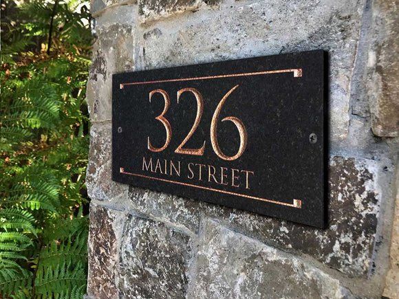 Stone Address Plaque with Engraved Numbers. Address Sign Made from Solid, Real Stone. Ships in 2-3 Days. Measures 12