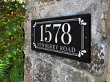 THE SPRING LEAF Stone Address Plaque with Engraved Numbers. Address Sign Made from Solid, Real Stone. Ships in 2-3 Days. Measures 12" x 6" x 0.375", 4 colors