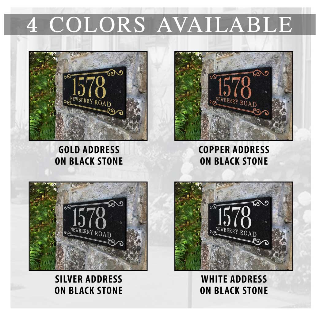 Verdigris Address Numbers THE VIOLA Stone Address Plaque with Engraved Numbers. Address Sign Mad ...