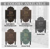 Personalized Cast Metal Address plaque - The Coquille Grande Lawn Plaque Display your address Custom house number sign. Measures 11.5" X 17.50" X 0.6". 5 Colors Available