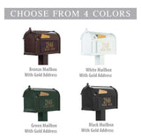 Personalized Whitehall Premium Mailbox with Side Address Plaques & Post Package --  4 COLORS AVAILABLE, DIMENSIONS - 9.625" X 13" X 20.375"