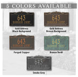 Personalized Cast Metal Address plaque - The Sheridan Grande sign. Display your address Custom house number sign. Measures - 14.5" X 9.0" X 0.6". 5 Colors Available