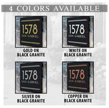 THE ART DECO SQUARE Stone Address Plaque with Engraved Numbers. Address Sign Made from Solid, Real Stone. Measures 12" x 12" x .375",4 COLORS,
