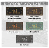 Personalized Cast Metal Address plaque - The Penbrook Grande sign. Display your address Custom house number sign. Measures - 16.5" X 8.5" X 0.6". 5 Colors Available