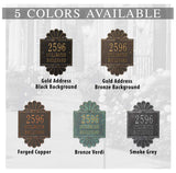 Personalized Cast Metal Address plaque - The Coquille Grande Display your address Custom house number sign. Measures - 11.5" X 17.50" X 0.6". 5 Colors Available