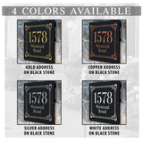 THE HAWTHORNE SQUARE Stone Address Plaque with Engraved Numbers. Address Sign Made from Solid, Real Stone. Measures 12" x 12" x .375",4 COLORS,