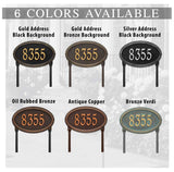 LAWN MOUNTED Concord Oval Address Numbers Plaque -- 6 SIGN COLORS AVAILABLE, Measures 15" x 9.5" x 1.25" The Lawn stakes are 20" long