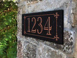THE BOURBON STREET Address Plaque with Engraved Numbers. Address Sign Made from Solid, Real Stone. Ships in 2-3 Days. Measures 12" x 6" x 0.375", 4 colors