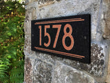 THE ART DECO Stone Address Plaque with Engraved Numbers. Address Sign Made from Solid, Real Stone. Ships in 2-3 Days. Measures 12" x 6" x 0.375", 4 colors
