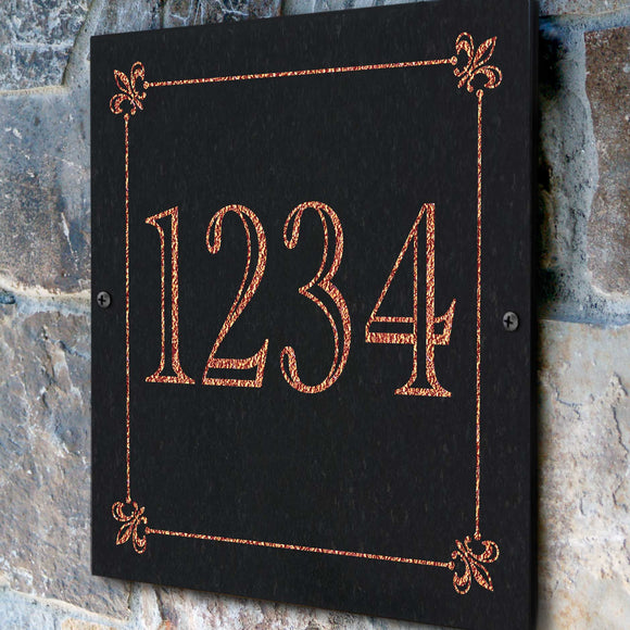 THE BOURBON STREET SQUARE Stone Address Plaque with Engraved Numbers. Address Sign Made from Solid, Real Stone. Measures 12