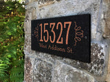 THE DAISY Address Plaque with Engraved Numbers. Address Sign Made from Solid, Real Stone. Ships in 2-3 Days. Measures 12" x 6" x 0.375", 4 colors