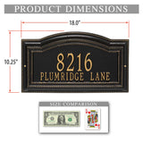 Personalized Cast Metal Address plaque - The Arbor Grande Display your address Custom house number sign. Measures - 18.0" X 10.25" X 0.6". 5 Colors Available