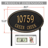 The Lawn Mounted Concord LARGE ESTATE Address Plaque -- 6 SIGN COLORS AVAILABLE, Measures 20.5" x 13.25" x 1.25", Comes with two 20" stakes