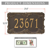 Personalized Cast Metal Address plaque - The Leroux Extra Grande Lawn sign Display your address Custom house number sign. Measures - 21.6" X 12.75" X 0.6". 5 Colors Available