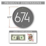 Personalized Cast Metal Address plaque - The Modern Round Display your address Custom house number sign. Measures - 8.75" x 8.75" x .325"