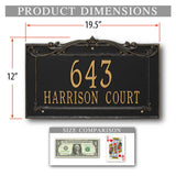 Personalized Cast Metal Address plaque - The Sheridan Extra Grande Lawn sign Display your address Custom house number sign. Measures - 19.5" X 12.0" X 0.6". 5 Colors Available