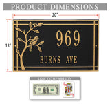 The Woodridge Bird Address Plaque -- 6 SIGN COLORS AVAILABLE, Measures 16.5" x 10" x 0.625"