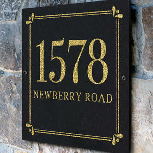 THE SPRING LEAF SQUARE Stone Address Plaque with Engraved Numbers. Address Sign Made from Solid, Real Stone. Measures 12" x 12" x .375",4 COLORS,