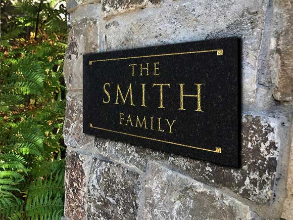 Stone Family Name Plaque with Engraved Text. Display Your Family Name On Solid, Real Stone. Four Colors Available. Ships in 2-3 Days. Measures 12