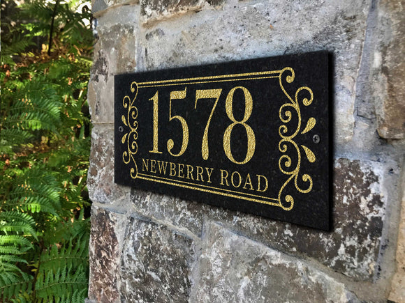 THE VINEYARD Stone Address Plaque with Engraved Numbers. Address Sign Made from Solid, Real Stone. Ships in 2-3 Days. Measures 12