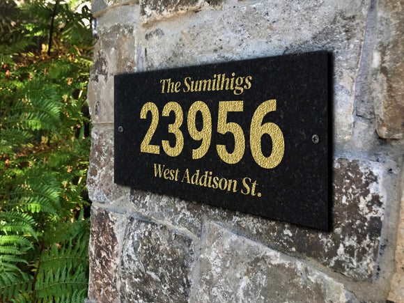 THE REED Address Plaque with Engraved Numbers. Address Sign Made from Solid, Real Stone. Ships in 2-3 Days. Measures 12